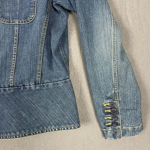St. John's Bay Jacket Women's Large Blue Denim Stretch Long Sleeve Button Front - Picture 4 of 15